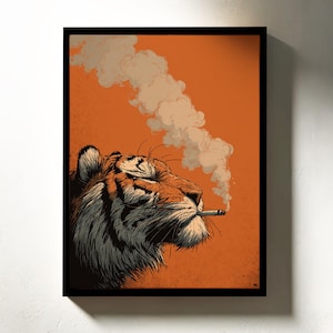 tiger smoking a cigarette Smoking Tiger Painting
