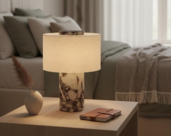 Marble Touch Table Lamp, USB Rechargeable Bedside Lamp, Modern Minimalist Desk Light, Warm LED Night Lamp