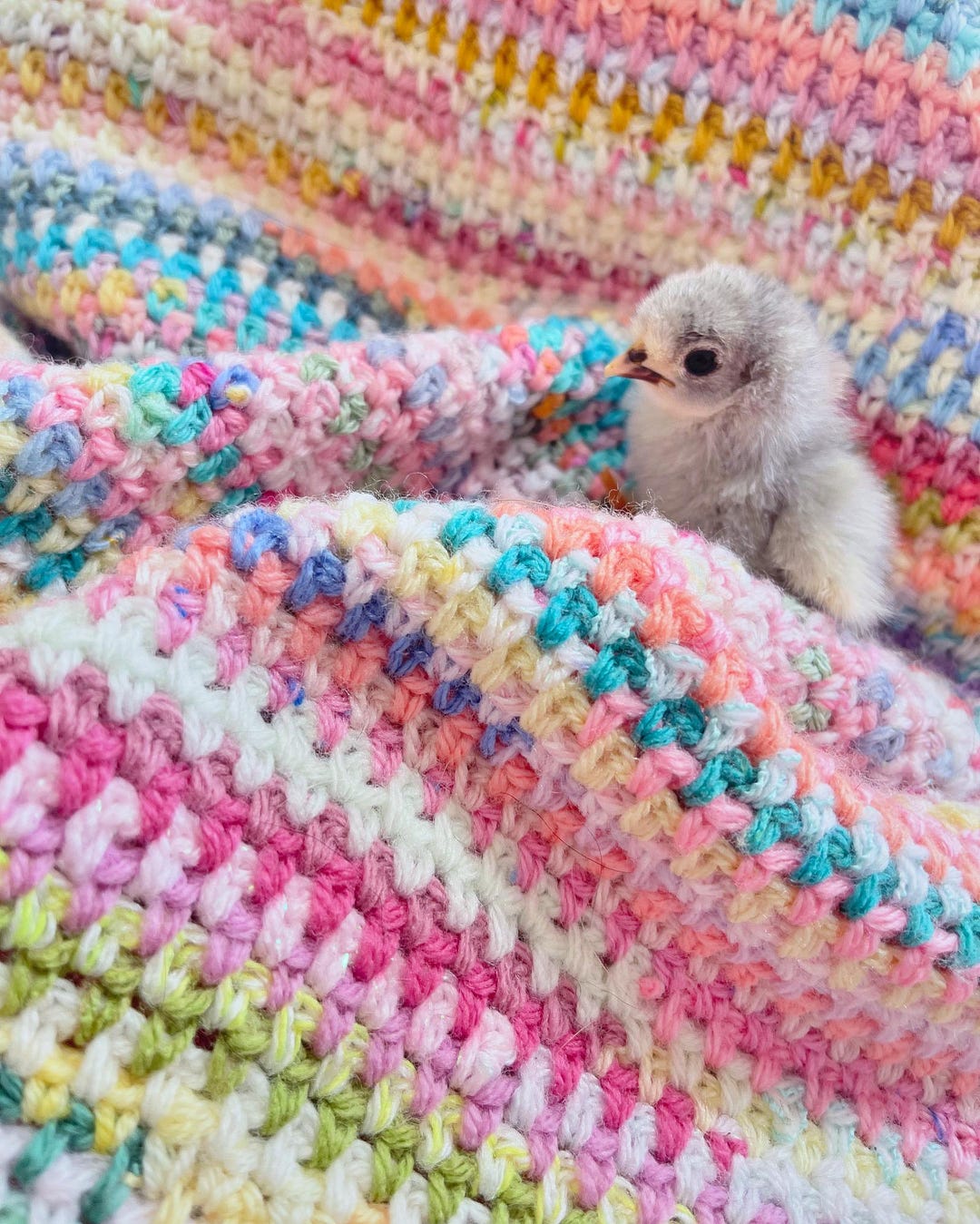 Crochet Pattern Moss Stitch Blanket Scrap Yarn Pattern Colourful