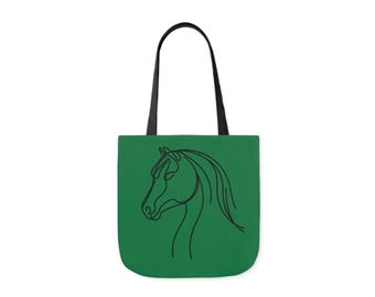 Personalisierte Pferde Zeichnung Canvas Tragetasche, Pferde Tragetasche, Umweltfreundliche Einkaufstasche, Geschenk für Pferdeliebhaber, Shopper, Umhängetasche