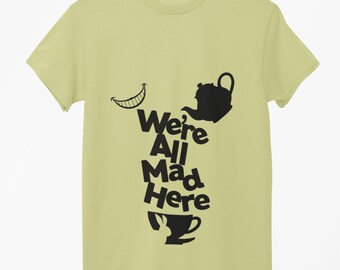 Alice in Wonderland T-Shirt: Cheshire Cat Smile, Teacup Graphic