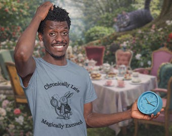 Chronically Late Rabbit T-Shirt - Alice in Wonderland Style Graphic Tee