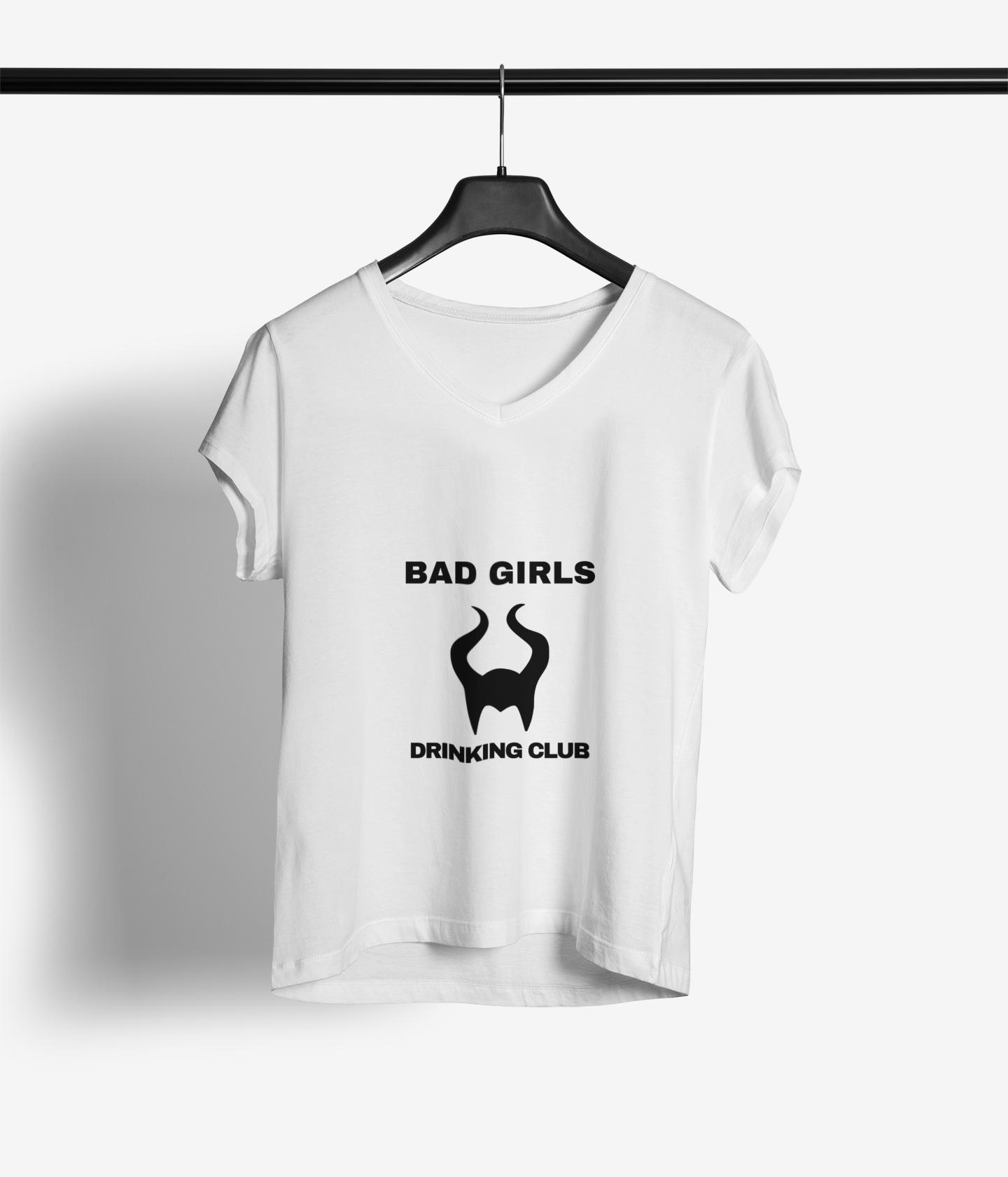 Bad Girls Drinking Club, Wine Nights, Girls Night Out V-Neck Tee