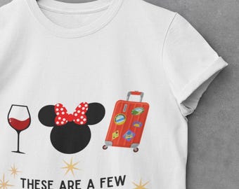 Essas são algumas das minhas coisas favoritas: vinho, Disney e camiseta de viagem!