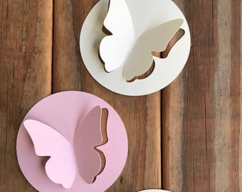 Butterfly Place Cards Wedding Escort DIY 3" Round Placecard