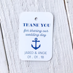Nautical Anchor Wedding Favor Tags Thank You Gift Personalized