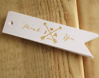 Gold Arrow Monogram Wedding Thank You Favor Tags