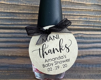 Mani Thanks Nail Polish Favor Tags Bridal Baby Shower Birthday