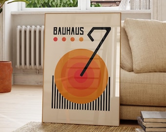 Póster de bicicleta Bauhaus, arte minimalista Bauhaus, arte mural deportivo retro, decoración ciclista moderna de mediados de siglo, regalo para amantes de la bicicleta (solo póster).
