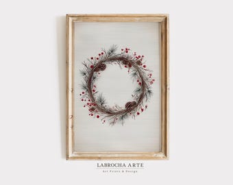 Kerstkunstdruk: klassiek kerstdecor (digitale download)