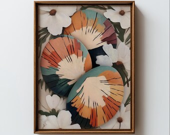 Vintage Easter Egg Painting, Spring Floral Botanical Art (Digital Download)