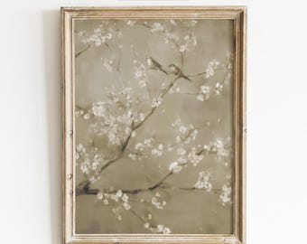 Vintage  Songbird Blossom Print, Cottagecore Nature Art (Digital Download)