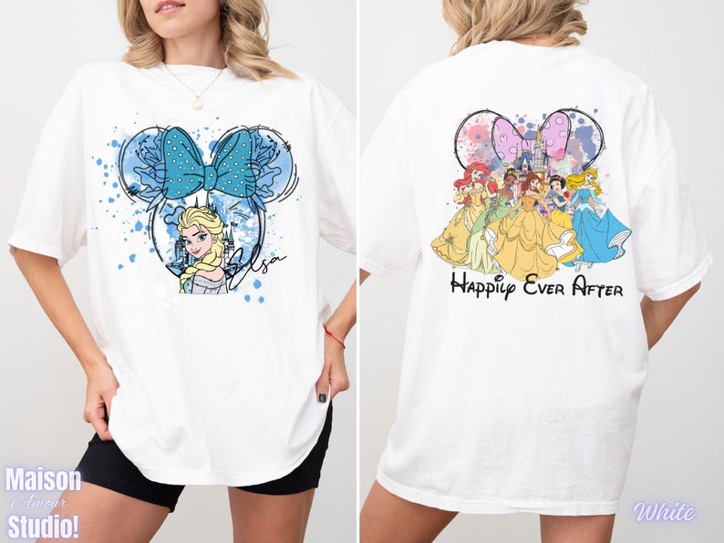 Elsa Disney Princess Shirt, Magic Castle Princess Shirt, Disney Princess Signature Sketch Sweatshirt, Disneyland Family Trip Tees