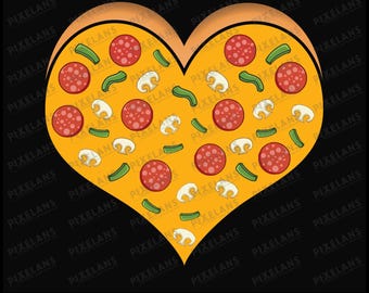 Heart Pizza Clipart: Valentine's Day Design (Digital Download)