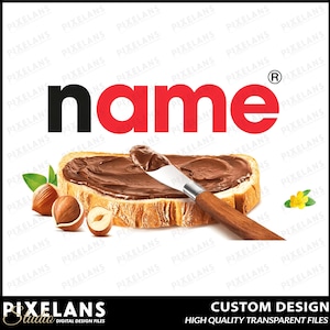 Personalized Chocolate Hazelnut Spread Label Digital Design Download, Custom Name Nutty Spread Sticker