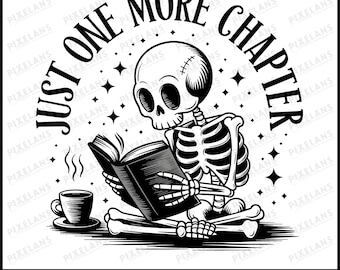 Skeleton Book Lover Art: Gothic Reader Design (Digital Download)