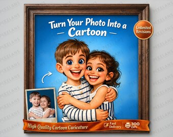 Custom Cartoon Portrait from Photo | Personalized Caricature Drawing (Digital Download)