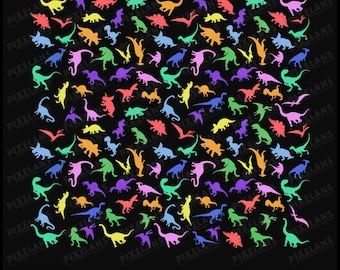 Colorful Dinosaur Pattern Digital Design Download, Rainbow Dino SVG PNG, Kids Dinosaur Sublimation, Dino Party Shirt Design
