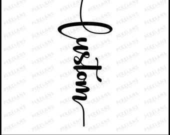 Custom Vertical Script Word Design: DIY Crafts SVG PNG (Digital Download)