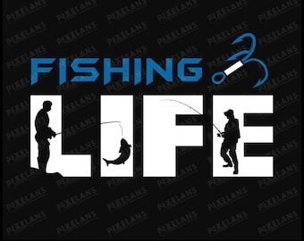 Fishing Life SVG Design: Fisherman Silhouette Clipart (Digital Download)