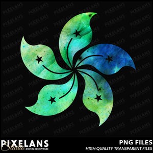 Hong Kong Bauhinia Galaxy Digital Design Download, Cosmic Flower Art Print, Artistic Hong Kong Pride Clipart, HK Culture