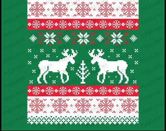 Festive Reindeer Ugly Christmas Digital Design Download, Ugly Christmas Sweater Design