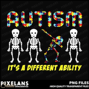 Autism Skeleton Dab Design, Puzzle Pattern Digital Design Download, It&#39;s a Different Ability for Awareness Shirt or Project