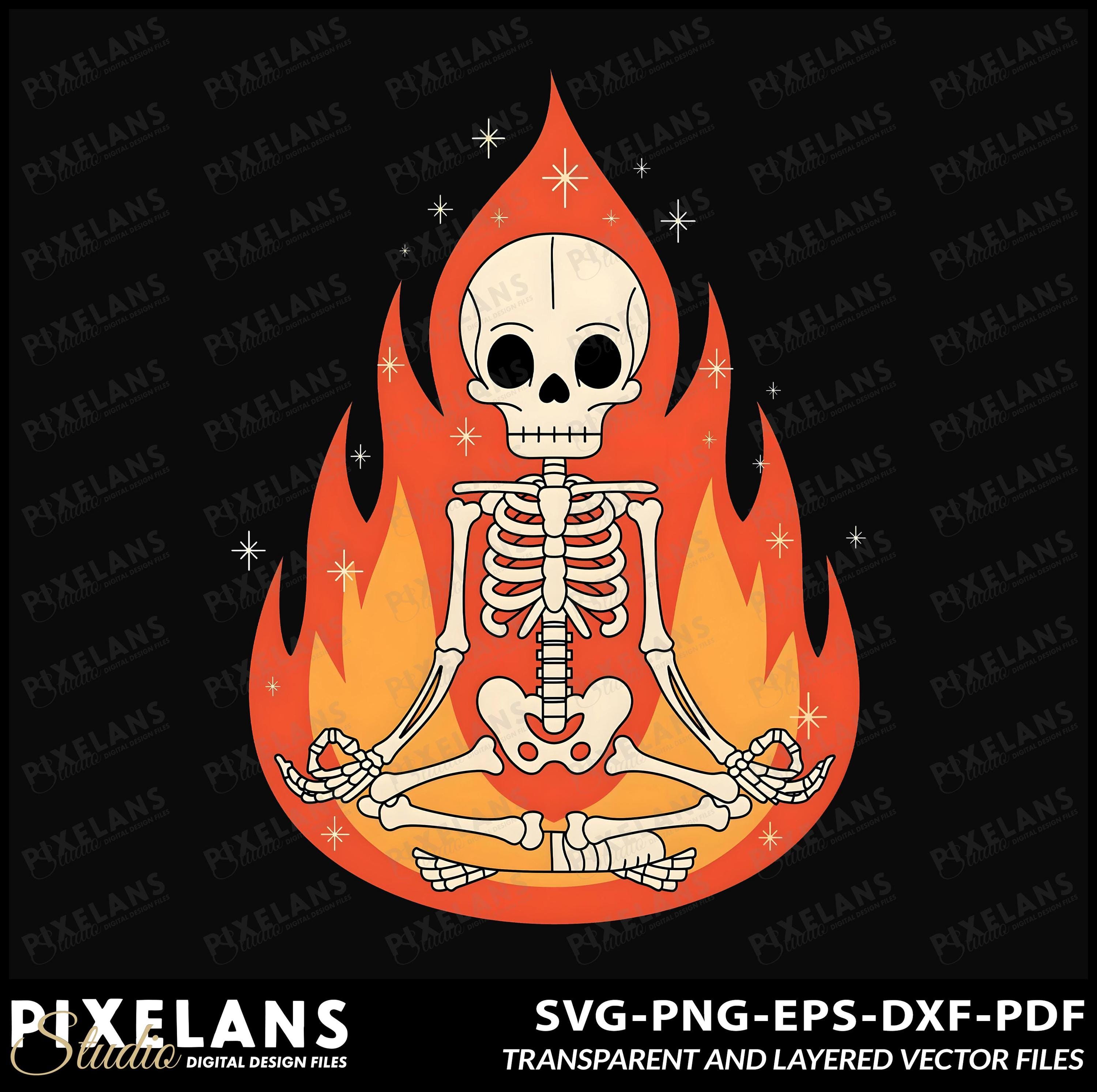Skeleton Flame Yoga - Etsy
