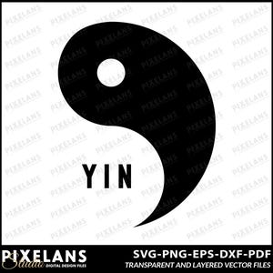 May include: Black and white Yin Yang symbol with the word "YIN" in black text.