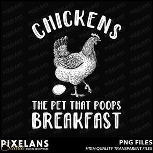Arte divertido de una granja de pollos: Mascota que defeca el desayuno (Descarga digital)