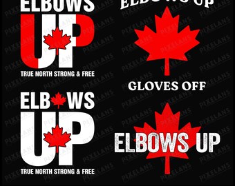 Canada Hockey SVG Bundle: Elbows Up Maple Leaf Design (Digital Download)