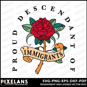 Immigrant Pride Rose Tattoo Art: Cultural Heritage Decor (Digital Download)