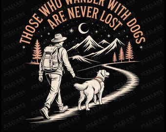 Hiking Dog Lover Retro Mountain PNG, Outdoor Adventure Art (Digital Download