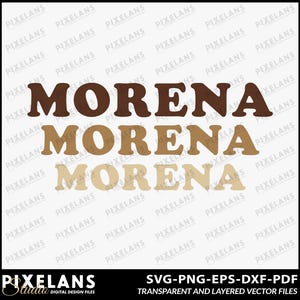 May include: Three stacked versions of the word "MORENA" in brown, tan, and light tan. The word is in a bold, sans-serif font.