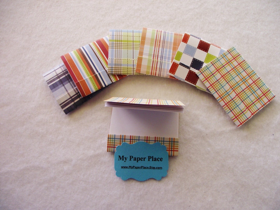 10 - Matchbook Notepads- Multi Colored Stripes and Plaids- 12 -fold ...