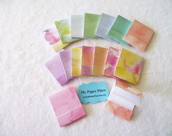 LAST SET - 16 Marbled/Watercolor patterned Matchbook Notepads - 12 Large Fold Over Sheets