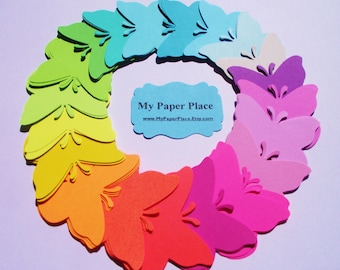 100  Paper Butterfly Die Cuts- 2 inch cardstock-  BRIGHT NEON Collection - Free Secondary Shipping