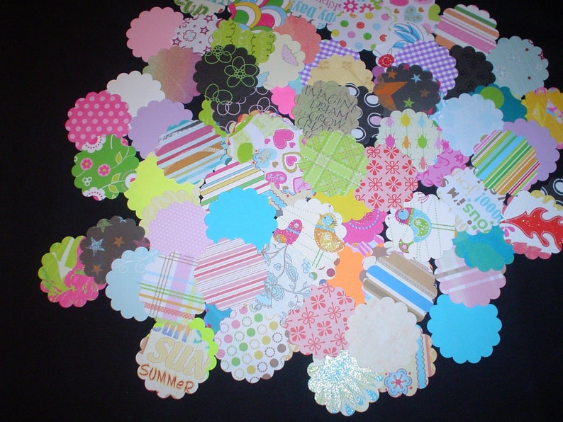 100 Assorted 2 Inch Scalloped Cardstock Circles/Die Etsy