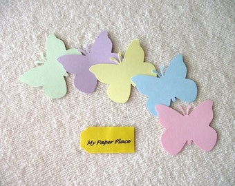 100  Butterfly Die Cuts- 2 inch cardstock-  Pastel Assorted Colors-Free Secondary Shipping