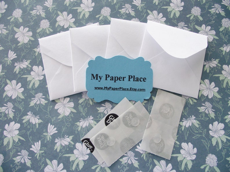 2 Mini Note Cards/Gift Cards Shop Thank You Cards-Assorted Flower Patterns Upcycled New File Folders White Envelopes image 8