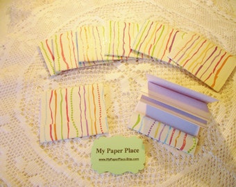 8 - Matchbook Notepads -Mini Notepads - Multicolored Stripes -  12 - 3 x 4 inch fold over sheets -LAST SET!!