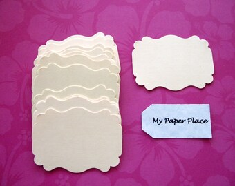 50 Ivory  Bracket Cards-Escort cards-Tags-Journaling-Scrapbooking  free secondary shipping