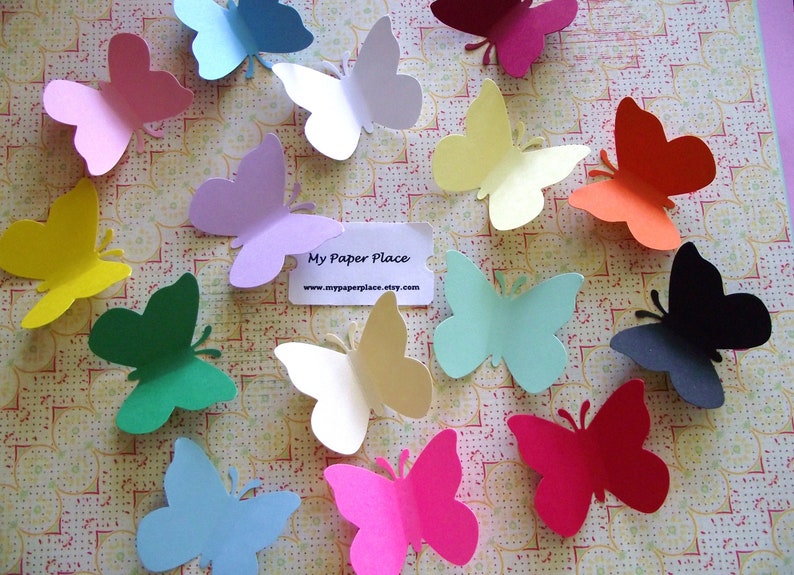 Free Secondary Shipping BRIGHT NEON Collection 100 Paper Butterfly Die Cuts 2 inch cardstock