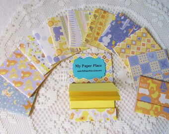 12 - 3"x4" Matchbook Notepads- Baby Boy Shower Patterns- 12 - 3 x 4 inch fold over sheets - READY TO SHIP