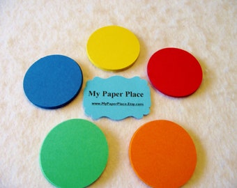 Circle Die Cuts/ Bright Primary Colors/Red/Orange/Yellow/Green/Blue/2 inch cardstock-  Free Secondary Shipping