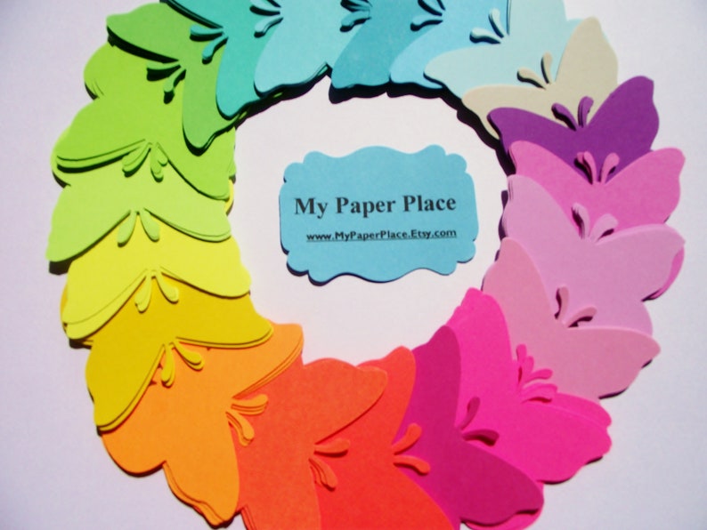 Free Secondary Shipping BRIGHT NEON Collection 100 Paper Butterfly Die Cuts 2 inch cardstock