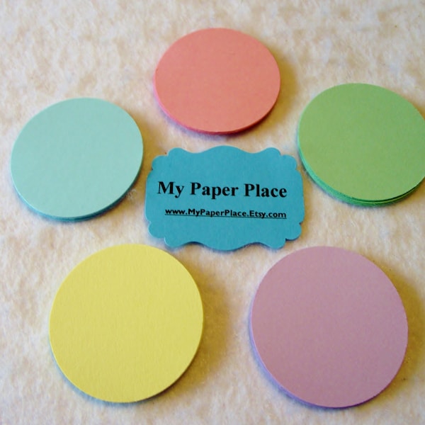 50 - Circle Die Cuts/ Pastel colors -2 inch  cardstock-  Free Secondary Shipping