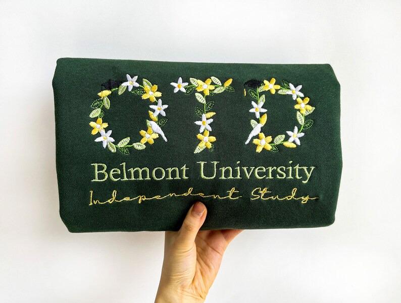 Custom College Floral Embroidered Sweatshirt, Floral Letter Embroidered Hoodie, College Hoodie Sweatshirt, High School Shirt,Graduation Gift