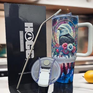 40oz Eagle Tumbler Stainless Steel Vacuum Insulated Drinkware with Handle - Durable Travel Mug for Hot & Cold Beverages