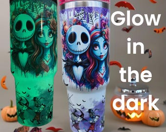 Christmas Glow in the Dark 40oz tumbler - Stainless Steel - Nightmare Before Cup